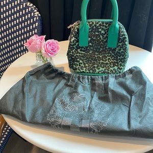 Vince Camuto small green animal print handbag with shoulder strap